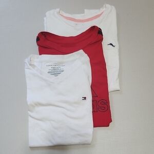 3-Pcs GUC Sz10/12 Boys Tommy Hilfiger, Adidas & Tommy Bahama White and Red Tees.